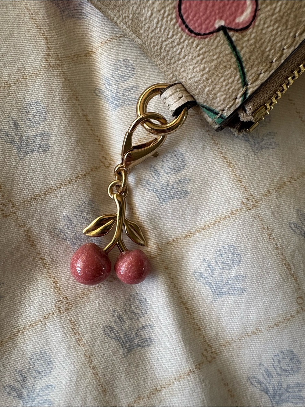 Coach Pink and Beige Cherry print Wristlet - Picture 5 of 6